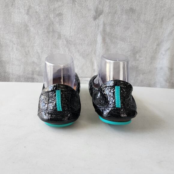Tieks Shoes Womens 10 Leather Obsidian Black Embossed Croc Patent Ballet Flat - Picture 7 of 11